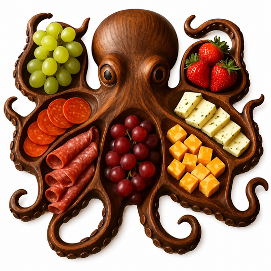 Wooden Charcuterie Board Handcrafted Octopus Design